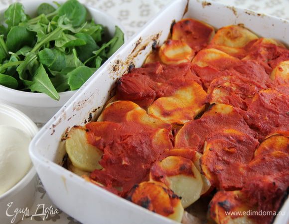 Подаем горячим или теплым с хрустящим хлебом, зеленым салатом (у нас была еще моцарелла). Приятного аппетита))
