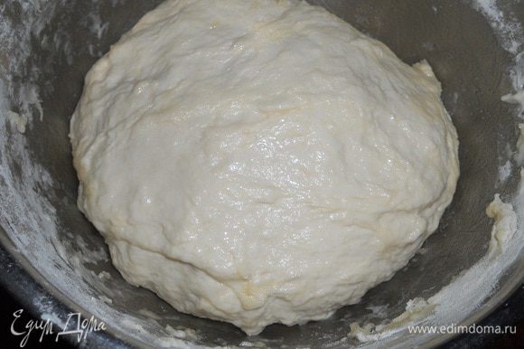 Замесить тесто, слегка смазать растительным маслом, накрыть пленкой и поставить в холодильник минимум на 8 часов.