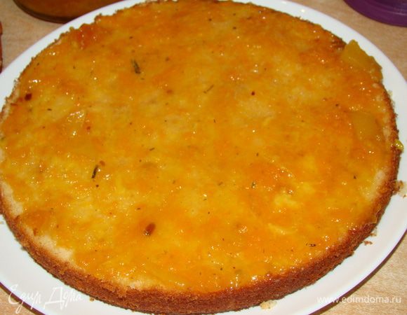 Корж смазываем растопленным мармеладом или конфитюром http://www.edimdoma.ru/retsepty/53473-mandarinovo-imbirnyy-konfityur