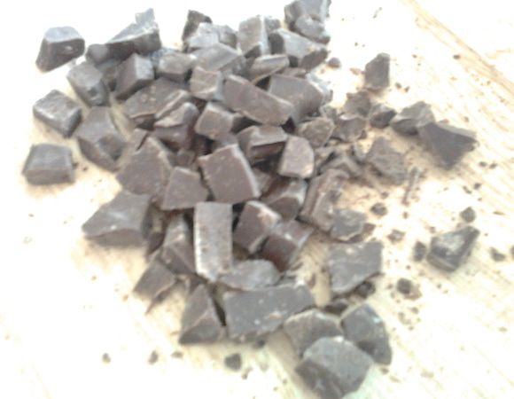 Шоколад порубить на небольшие кусочки