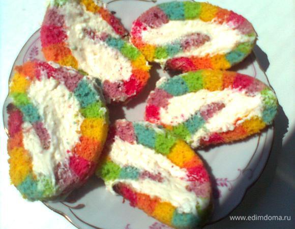 •	После того как крем застынет, разрезать рулет и звать родных и друзей на чай!