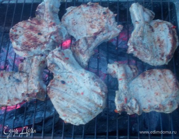 Затем поджечь мангал (ну или что у вас есть) и жарить, периодически переворачивая мясо. Но не в коем случае не допускать чтобы огонь жарил мясо,  для этого должна быть вода с разбрызгивателем. Главное, чтобы вода не попадала на мясо, при гашении огня.