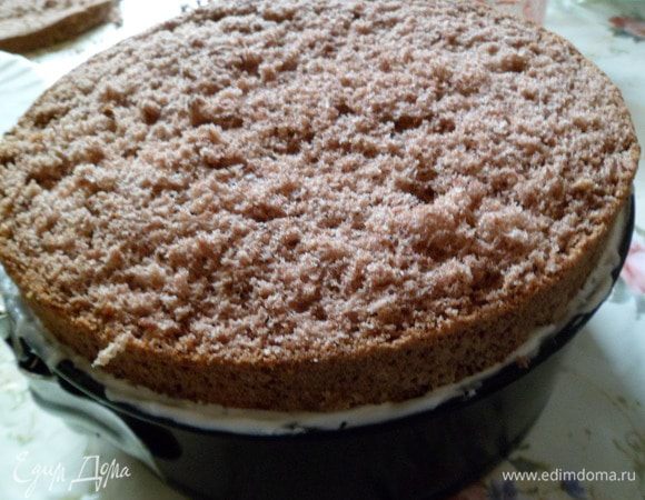 Накрываем коржом.