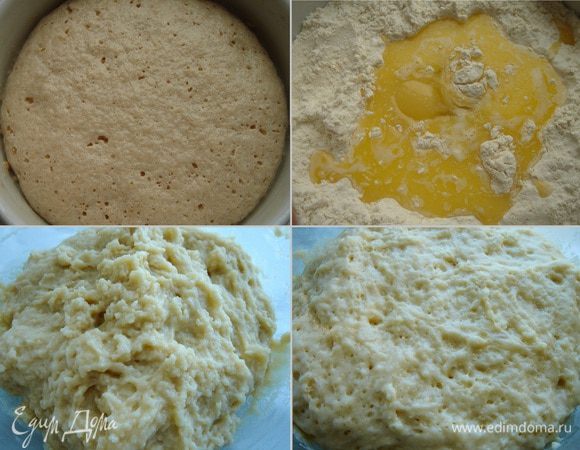 Дрожжи смешать с сахаром и залить тёплым молоком. В большую миску просеять муку с солью и ванилином. Добавить дрожжи, яйцо и масло. Замесить липкое тесто. Накрыть миску пищевой плёнкой или влажным полотенцем и убрать в тёплое место на 1 час.