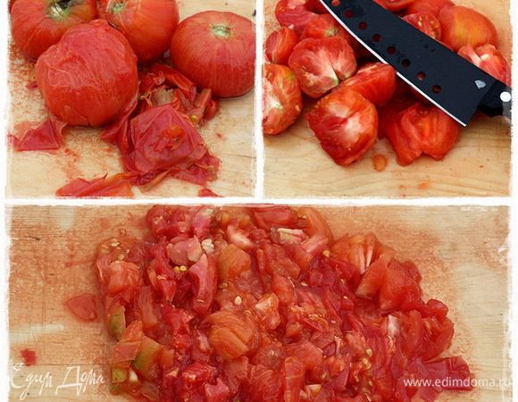 … и почистив, мелко порубил.