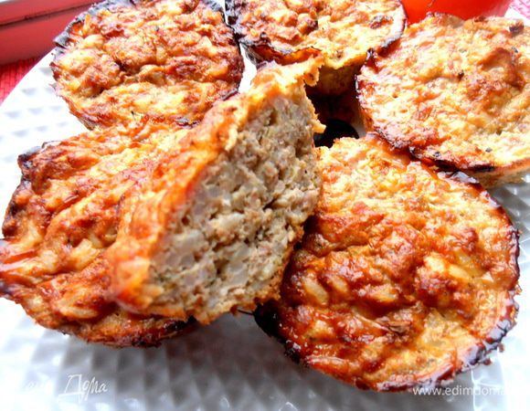 Получаем и мясо и рис и тушёные овощи в одном котлетном кексе!!!