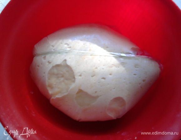 Достаньте тесто, разделите его на маленькие шарики, и на присыпанной мукой поверхности раскатайте лепёшки. 