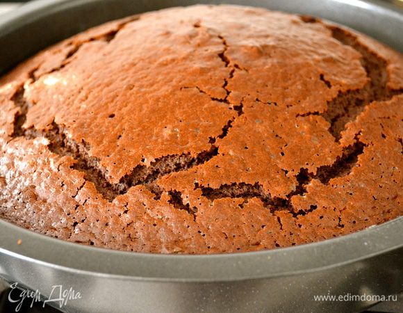 Готовность торта проверить деревянной шпажкой. Она должна выходить сухой. Готовый торт бисквит достать из духовки и дать постоять в форме около 15 минут.