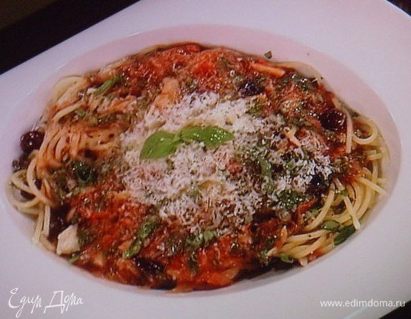 А вот и спагетти с оставшимся соусом, тоже очень вкусно !!! 