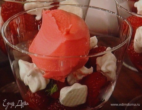 сорбе выложить  верхним  слоем, украсить  листиком  душистой свежей мяты. Подавать сразу.  Приятного аппетита !!