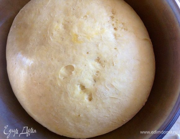 Вот такое тесто у меня была, где-то через час.