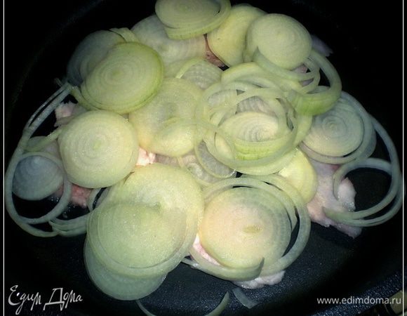 Потом слой лука и солим. Соль должна быть крупная … грубая такая и негламурная … серая.Лука не жалейте и … когда резать будете – не мельчите. 