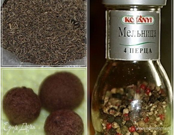 Из специй … смесь четырёх перцев, зира и опять - таки перчику, но чёрного, но душистого. Про соль не забудьте.