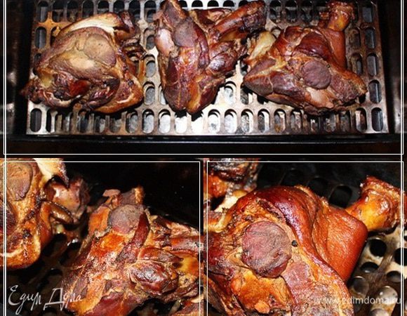 Минут буквально двадцать. Не больше. Чтобы рульки просто слегка прикоптились. Вот такой вид образовался. 