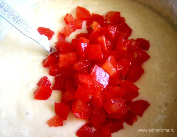 Перемешать с тестом.