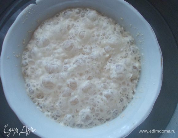 Минут через двадцать, наша опара будет выглядеть так.