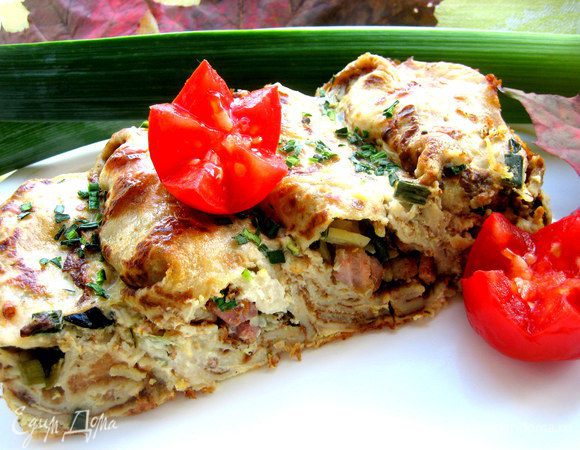 Но часть моей "лазаньи" осталась на удачу на следующий день и я её сфотографировала в разрезе!