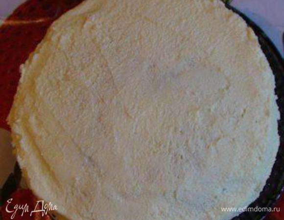 Горячим кремом (если он у вас не слишком жидкий - зависит от творога) прослоить коржи, выкладывая их один на другой. Если крем пока течет - оставьте его немного остыть (при остывании крем густеет), обмажьте каждый корж отдельно и оставьте загустеть. Обмазать также верх и бока торта.