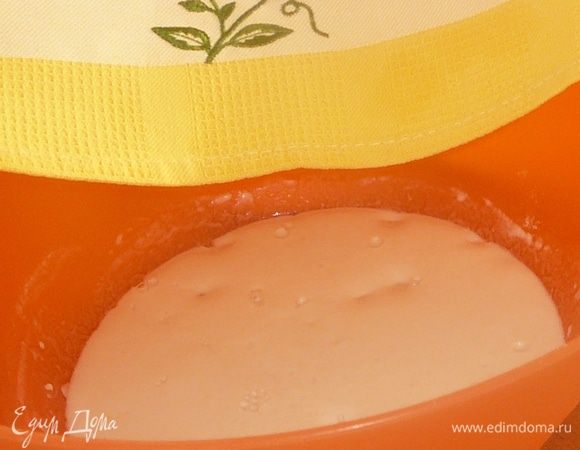 Соединить оба вида муки, добавить соль и дрожжи, перемешать. Затем вбить яйцо, добавить подогретую воду и пиво. Замесить тесто. Накрыть салфеткой и поставить в теплое место на 1 час.