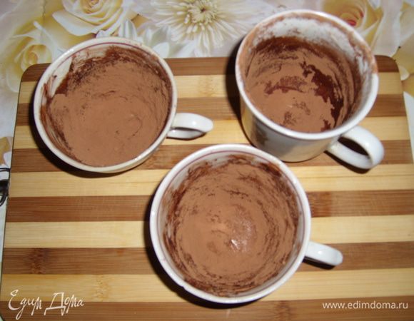Формы смазать сливочным маслом, затем посыпать какао.