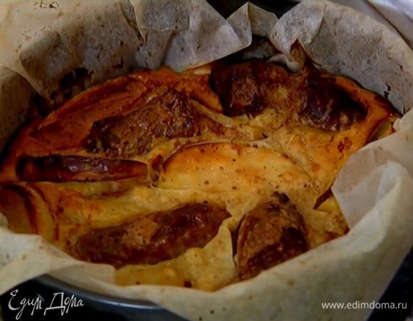 Залить сверху тестом и отправить в разогретую духовку на 20 минут.
Перед подачей остудить.
