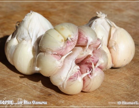 Накроем крышкой и оставим на том же маленьком огне минут на десять … пятнадцать.
А тем временем, в предвкушении …  займемся заправкой. Первым делом – чеснок. 
