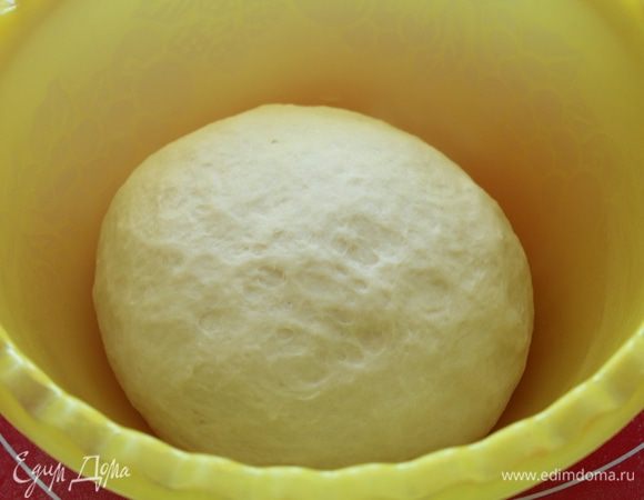 Хорошо вымесить тесто, лучше не добавлять лишнюю муку. Тесто должно получиться очень мягкое.
Скатать его в шар и положить в  миску, смазанную раст. маслом, накрыть и поставить в тёплое место до увеличения объёма теста вдвое.