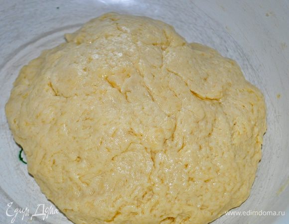 Масло растопить. В чашку выложить сметану, соль, сахар, хорошо перемешать, добавить растопленное сливочное масло, хорошо перемешать и всыпать соду пищевую и муку, замесить мягкое, жирное тесто, которое не должно липнуть к рукам. 

Тесто накрыть и убрать в холодильник минимум на час.