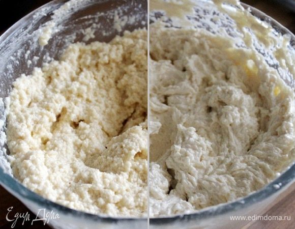  По ложке вмешать кокосовую массу в масло, а затем взбить крем миксером. Крем взбивается не быстро.