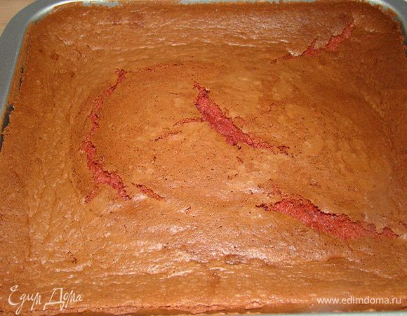 Выпекаем около часа при низкой (160-170"С) температуре, охлаждаем в форме, режем на пирожные.