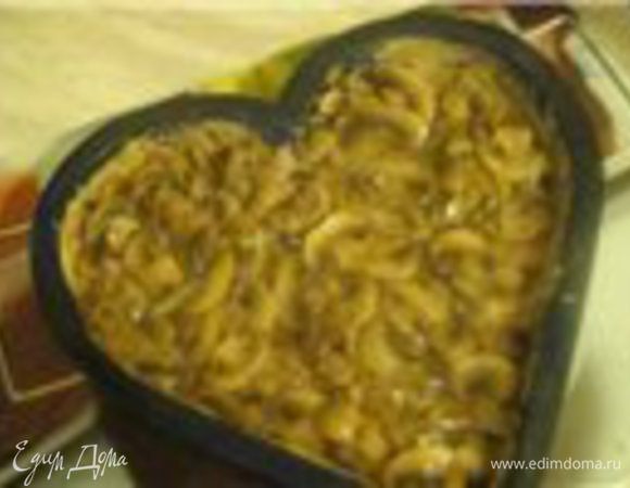 На филе выкладываем жареные грибочки с лучком.