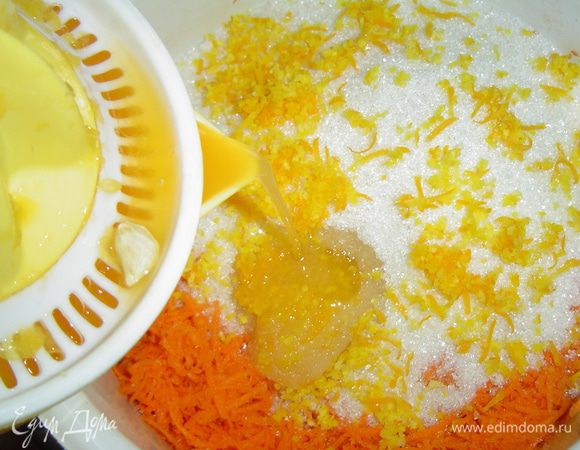 апельсиновую цедру и сок апельсина.