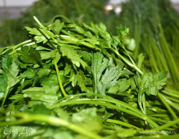 Зелень перебрать и хорошо помыть. Выложить на полотенце немного просушить.