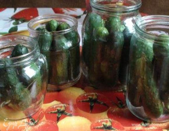 Выложить огурчики в чистые банки (я использовала 1л, 0,75л и 0,5 л). 