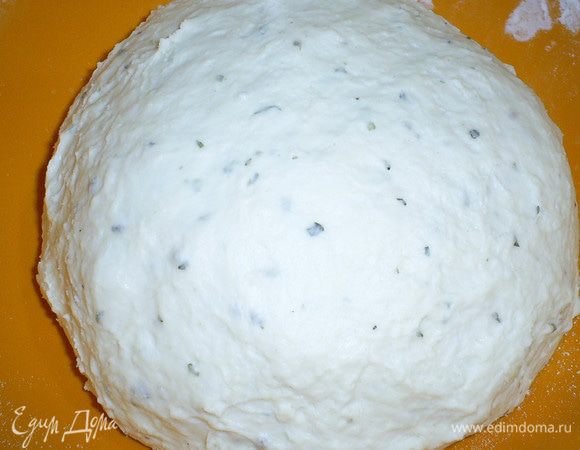 Смешиваем все ингредиенты для теста и замешиваем мягкое эластичное тесто. Месим, пока перестанет липнуть к рукам. Собираем в шар, кладем в мисочку накрываем полотенцем и оставляем на час в теплом месте. Муку можно сыпать не всю сразу, я советую сначала добавить 400 г, а потом досыпать по чуть-чуть по мере необходимости.