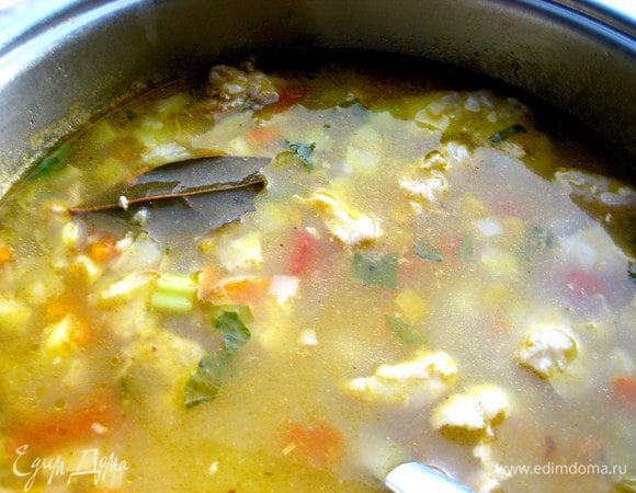 Варим до готовности крупы,но не развариваем её в кашу! Под крышкой выключенный суп ещё продолжит томиться,особенно в посуде цептер)) У меня очень быстро сварился...