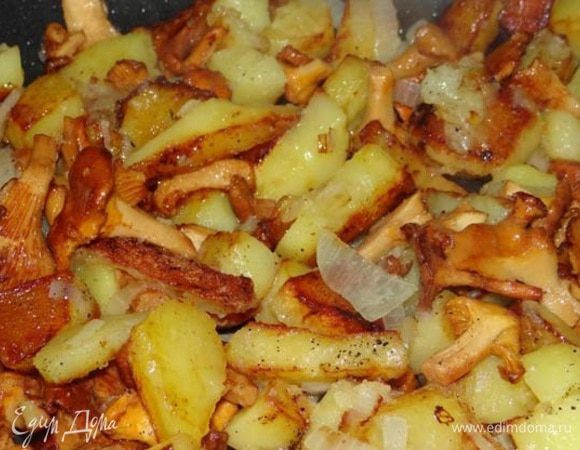 Свежие лисички заливаем солёной кипящей водой и оставляем минут на 40. Прибегаем к таким  методам мы, дабы избавиться от свойственной этим грибам горечи.
