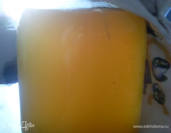 Отжать сок из грушевой массы через хлопчатобумажную ткань. Добавить к соку сахар или мед. Налить в трехлитровую банку и прикрыть марлей или тканью (я закрепила ткань резинкой, чтобы не проникали фруктовые мушки). Уксус будет бродить при комнатной температуре от 40 до 60 дней. За это время на его поверхности образуется студенистая масса - "уксусный гриб" и он станет более прозрачным - выпадет осадок. Готовый уксус разлить по бутылкам и хранить в темном прохладном месте - я храню в холодильнике. Всего получилось чуть больше 2 литров готового уксуса.