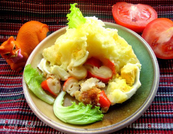 Конечно,в горячем виде отрезанного кусочка из пюре не получится,но я хотела показать...,не знала,останется ли после моего прихода с работы что-то)))