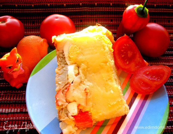 Но сегодня рано утром (о,чудо!) нашла последний кусочек и вот так он выглядит после остывания!!! Как я и предполагала,младший купился на палочки и ел с удовольствием))) Но вы можете готовить только с рыбкой или другими морепродуктами! Сбалансированное питание этим блюдом обеспечено)))