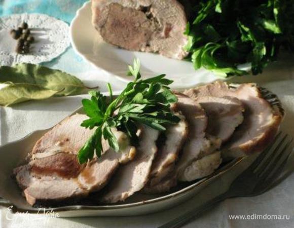 Духовку выключить. Не открывая дверцу, оставить до полного остывания. Затем достать, жидкость слить, поставить гнет. Выдержать ночь с гнетом в холоде. 

Это очень вкусно. Приятного аппетита!