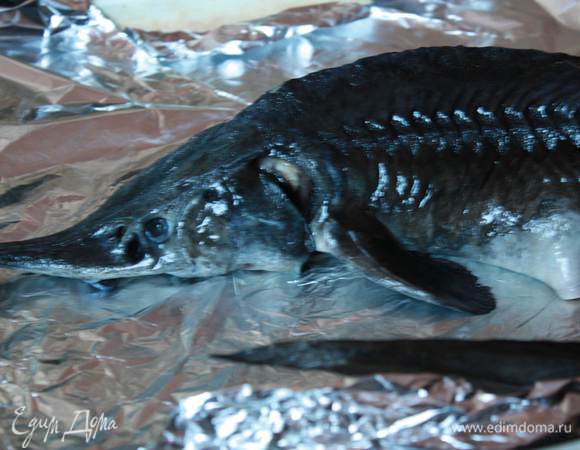 Духовку разогреваем до 200 градусов. На противень выстилаем фольгу, смазываем его немного растительным маслом и выкладываем рыбу. Поливаем ее обильно соком лимона. 