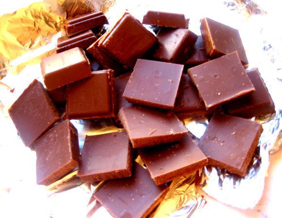 Поломать шоколад на кусочки.