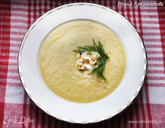 Взбить суп погружным блендером.