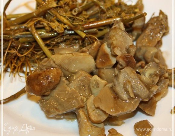 Грибы. Это соленые грузди. Северные. Их собрали на Кольском полуострове и там же засолили в бочонке. По северному рецепту. Практически от сердца оторвал. Их, знаете, со сметанкой сделать. Ох и вкуснятина. НО!!! Очень хочется солянки.