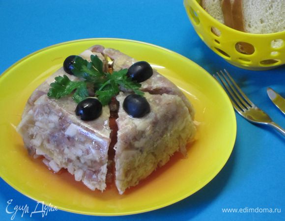 Поставить в холодильник до полного застывания. Я поставила на ночь. Получается плотный спрессованный брикет куриного мяса. Кусочек небольшой, но очень сытный.