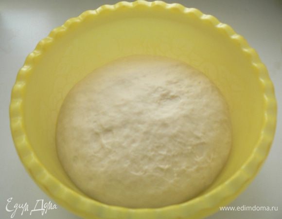  Дрожжи развести в теплом молоке. Просеять муку, добавить сахар, соль. Добавить желток, масло и замесить тесто. Оставить в теплом месте до увеличения в 2 раза.
