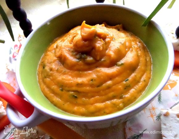 Вот такой оранжевый супчик в зелёную крапинку получается)))