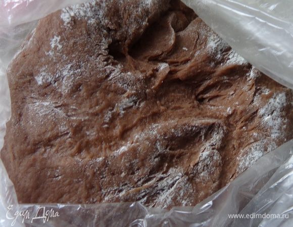 Готовое тесто выложить в пакет и подержать в холодильнике хотя бы один день. Когда начнете печь, сначала для пробы вырежьте какую-нибудь фигурку и запеките ее, чтобы посмотреть, как будет себя вести тесто. Если фигурка потеряет форму, в тесто надо домешать еще муки.