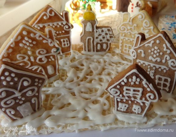 Моя деревня получилась из нескольких составляющих: разрисованные домики-пряники,